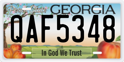 GA license plate QAF5348