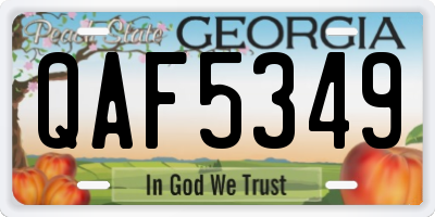 GA license plate QAF5349