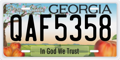 GA license plate QAF5358