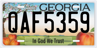 GA license plate QAF5359