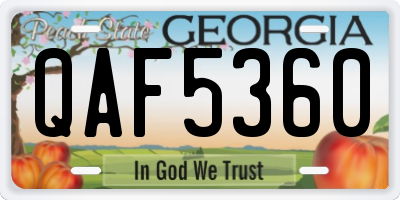 GA license plate QAF5360