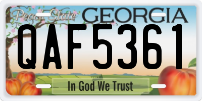 GA license plate QAF5361