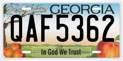 GA license plate QAF5362