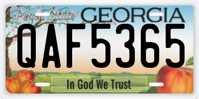 GA license plate QAF5365