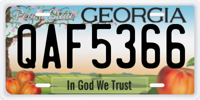 GA license plate QAF5366