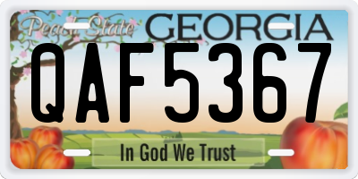 GA license plate QAF5367