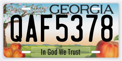 GA license plate QAF5378