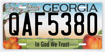 GA license plate QAF5380