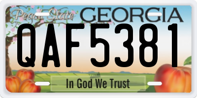 GA license plate QAF5381