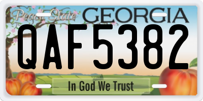 GA license plate QAF5382