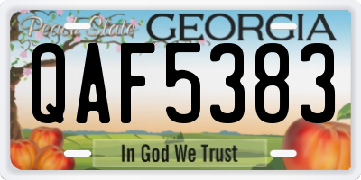 GA license plate QAF5383