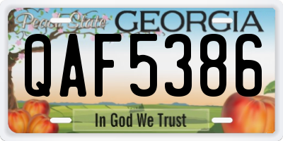 GA license plate QAF5386