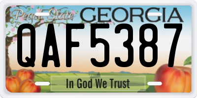 GA license plate QAF5387