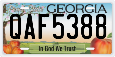 GA license plate QAF5388