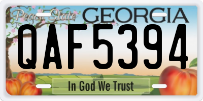 GA license plate QAF5394