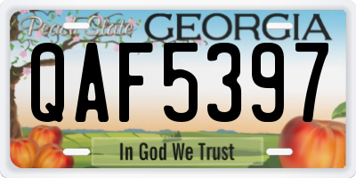 GA license plate QAF5397