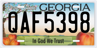 GA license plate QAF5398