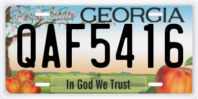 GA license plate QAF5416