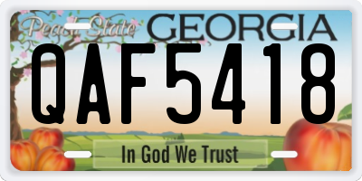 GA license plate QAF5418