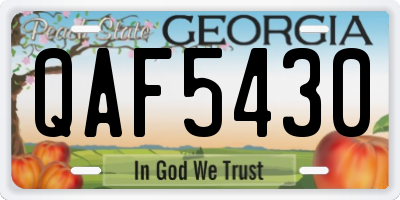 GA license plate QAF5430