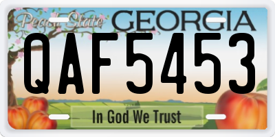 GA license plate QAF5453