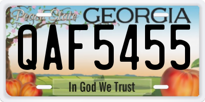 GA license plate QAF5455