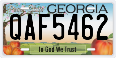 GA license plate QAF5462