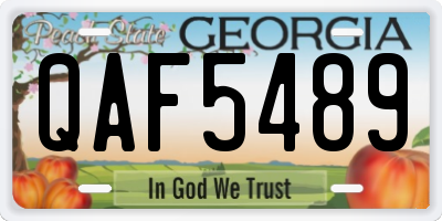 GA license plate QAF5489