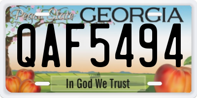 GA license plate QAF5494