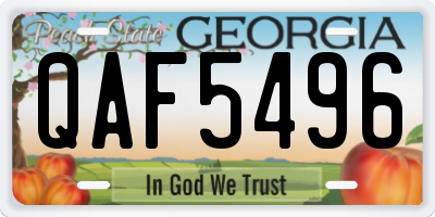 GA license plate QAF5496
