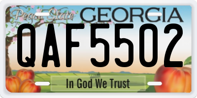 GA license plate QAF5502