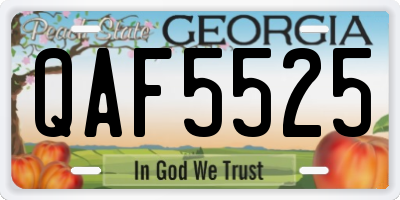 GA license plate QAF5525
