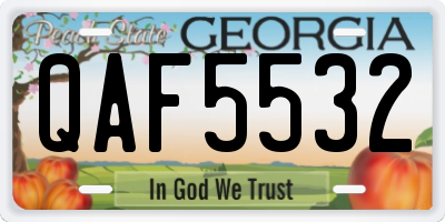 GA license plate QAF5532