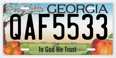 GA license plate QAF5533