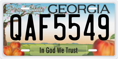 GA license plate QAF5549