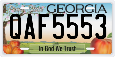 GA license plate QAF5553