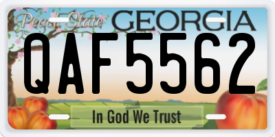 GA license plate QAF5562