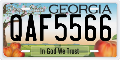 GA license plate QAF5566
