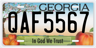 GA license plate QAF5567