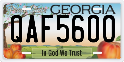 GA license plate QAF5600