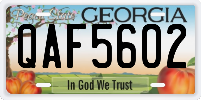 GA license plate QAF5602