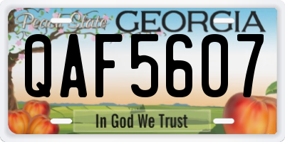 GA license plate QAF5607