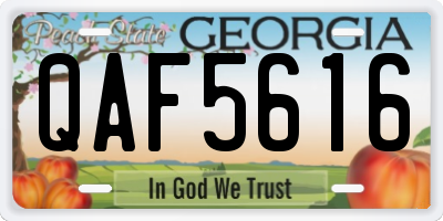 GA license plate QAF5616