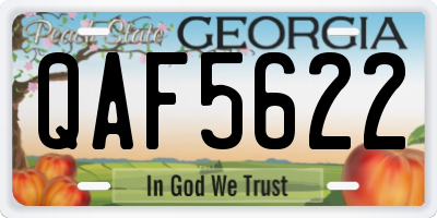 GA license plate QAF5622