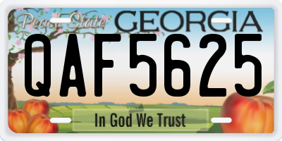 GA license plate QAF5625