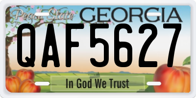 GA license plate QAF5627