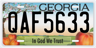 GA license plate QAF5633