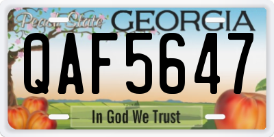 GA license plate QAF5647
