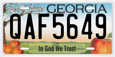 GA license plate QAF5649
