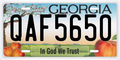 GA license plate QAF5650